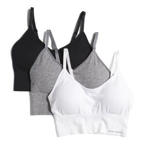 Laura Ashley 3pk Plus 1X NWT Seamless Wireless Bras White Black Heather Grey